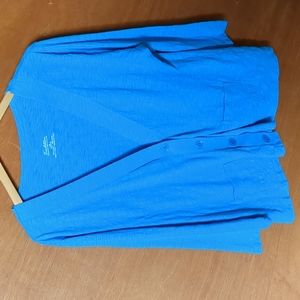 Tradition Country Collection azure blue cotton jersey open cardigan 14/16